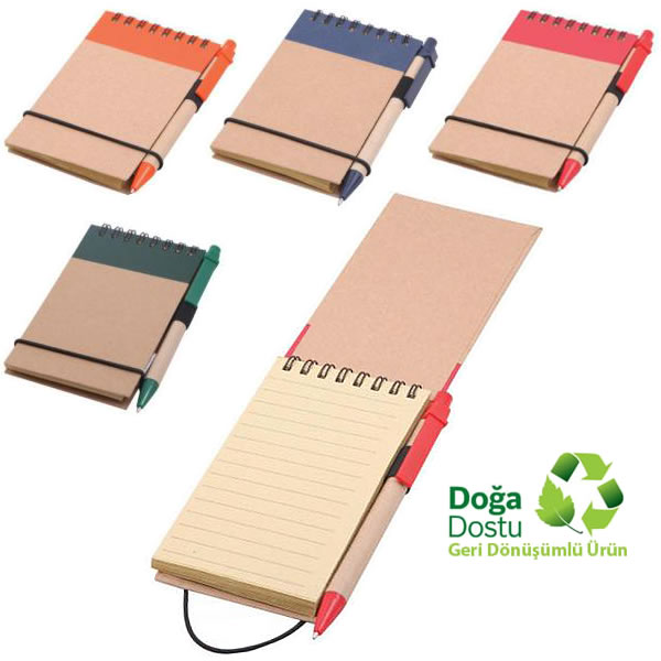 Toptan Geri Dönüşümlü Spiralli Bloknot - Kalemli AGD24159 Toptan Geri Dönüşümlü Spiralli Bloknot - Kalemli AGD24159