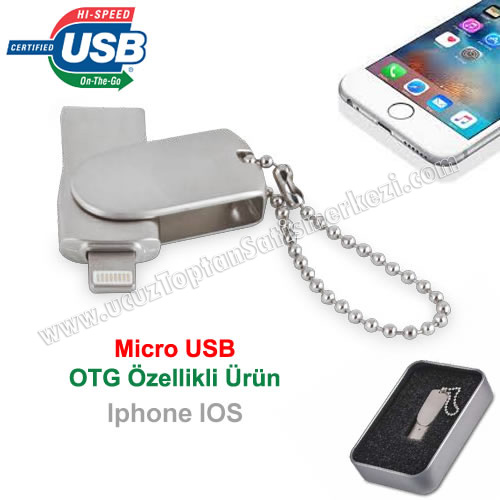 Toptan OTG Flash Bellek 16 GB - IOS Iphone OTG Özellikli - Metal AFB3253