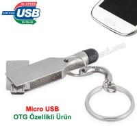 Toptan OTG Flash Bellek 8 GB - Dokunmatik Uç ve Anahtarlık - Metal AFB3254