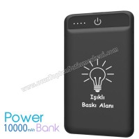 Toptan PowerBank 10000 mAh - Işıklı Baskı Alanı - Fener - 2 Çıkışlı APB3785