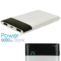 Toptan PowerBank 6000 mAh - Dijital Göstergeli - 2 Çıkışlı APB3802