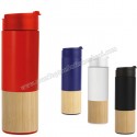 Toptan Termos Bardak - Kupa - Mug 450 mL - Kulpsuz - Metal & Bambu ATM21176